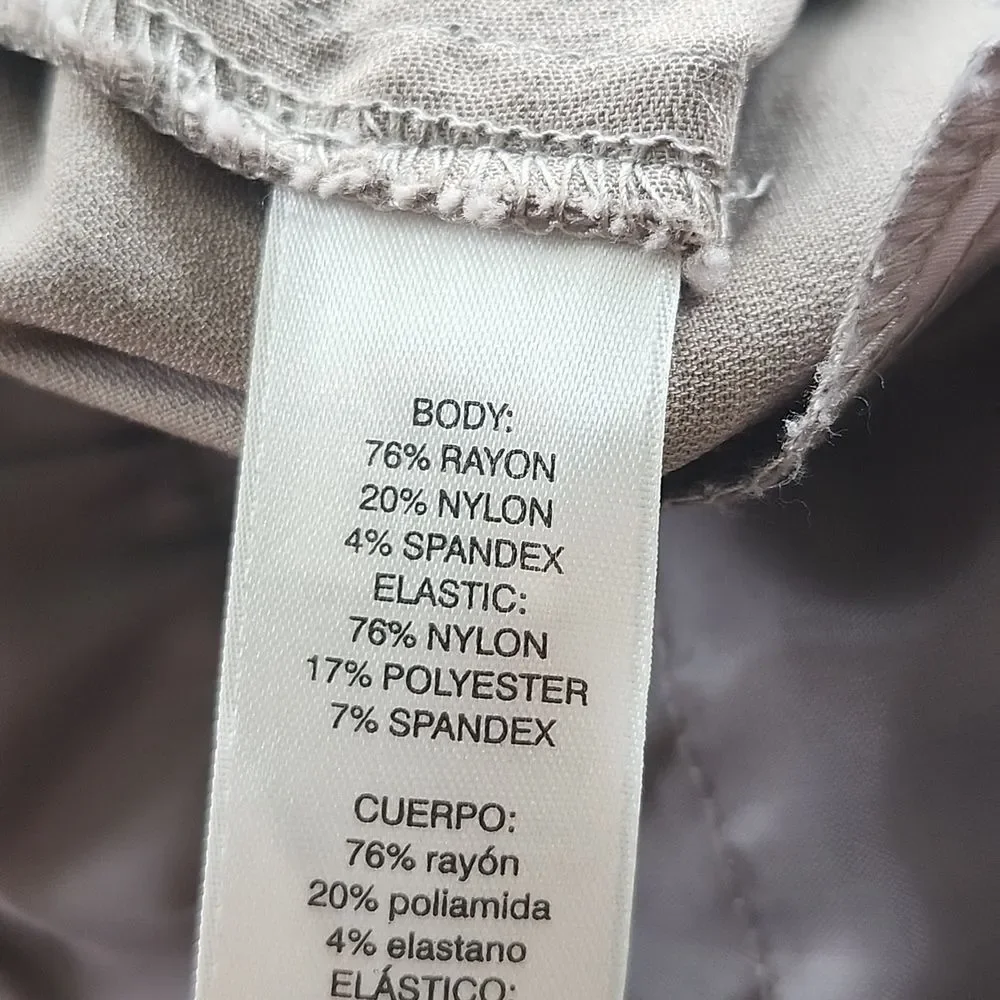 Chico's Tan Khaki Pull On Waist Tapered Leg Chino Pants, 10